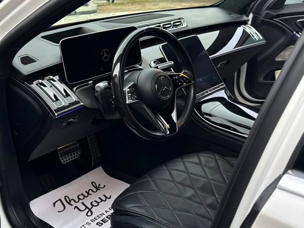 Mercedes S-Class interior after detailing: spotless leather, trim and glass