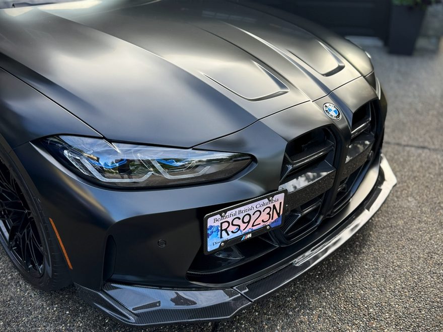 BMW M4 in satin black after a ceramic coating