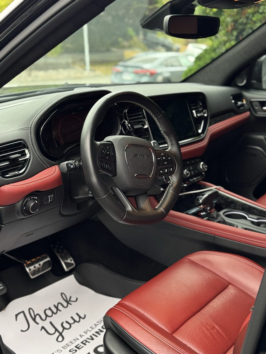 Dodge Durango SRT red leather interior after a Deep Interior Detail