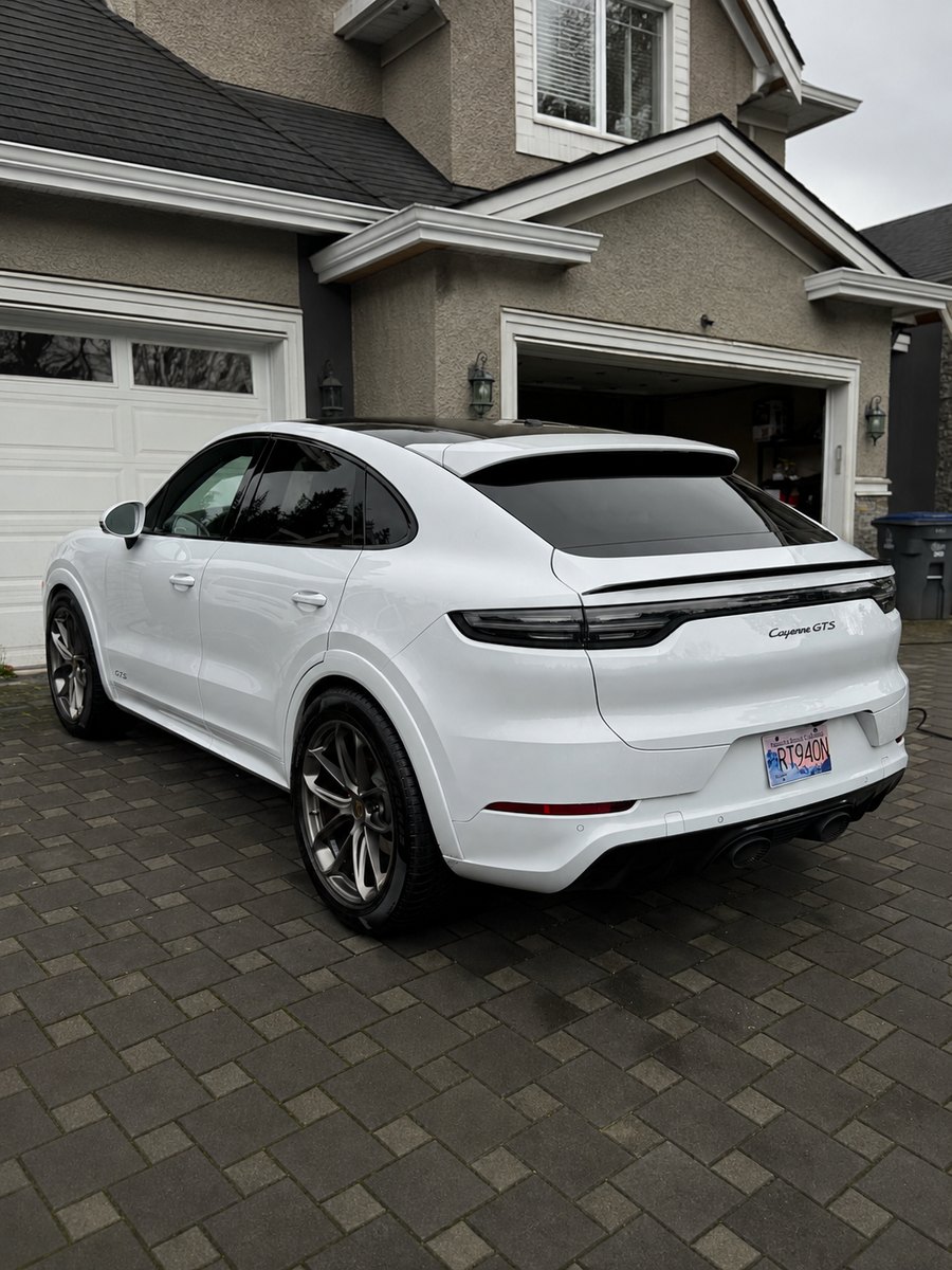 White Porsche Cayenne GTS Coupe on a monthly VIP maintenance schedule